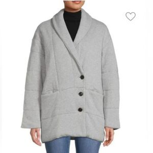 Madewell Shawl Collar Cement Gray Quilted Insulated Puffer Jacket